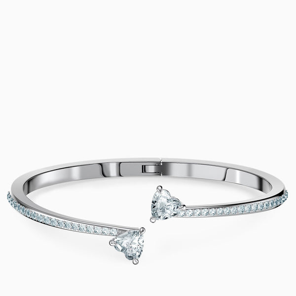 Attract Soul Heart Bangle, White, Rhodium Plated